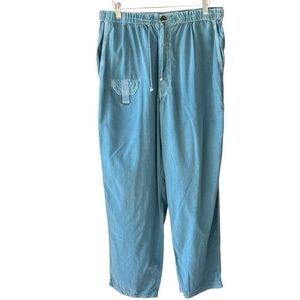 Pusser’s Women’s M Soft Cotton Canvas Jogger Pants High Waisted Light Blue
